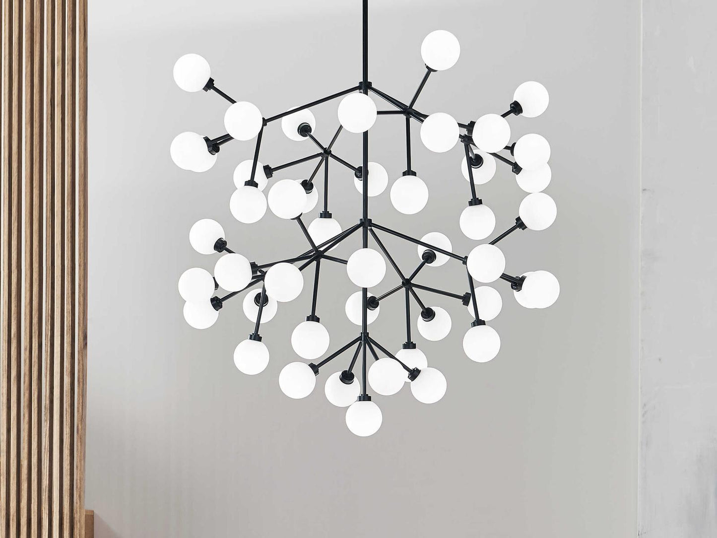 Visual Comfort Modern Mara Grande 45-Light LED Chandelier in Matte Black with Frosted Glass