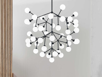 Visual Comfort Modern Mara Grande 45-Light LED Chandelier in Matte Black with Frosted Glass