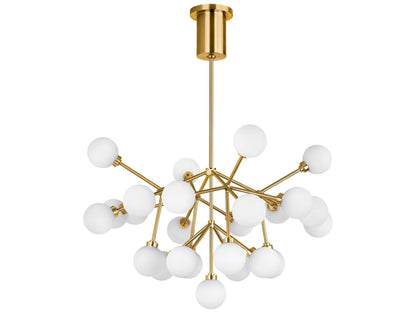 Visual Comfort Modern Mara 25-Light LED Chandelier in Aged Brass with Frosted Glass