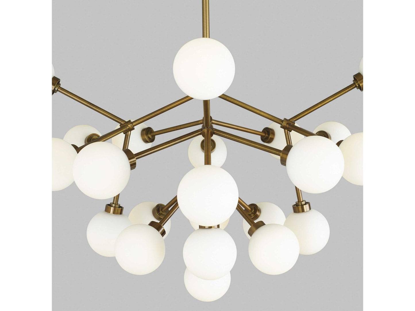 Visual Comfort Modern Mara 25-Light LED Chandelier in Aged Brass with Frosted Glass
