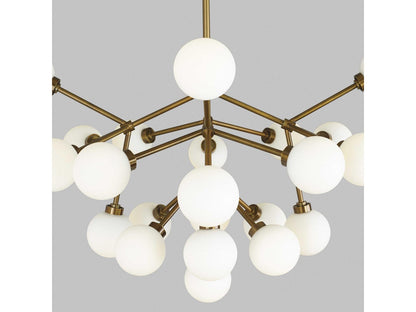 Visual Comfort Modern Mara 25-Light LED Chandelier in Aged Brass with Frosted Glass