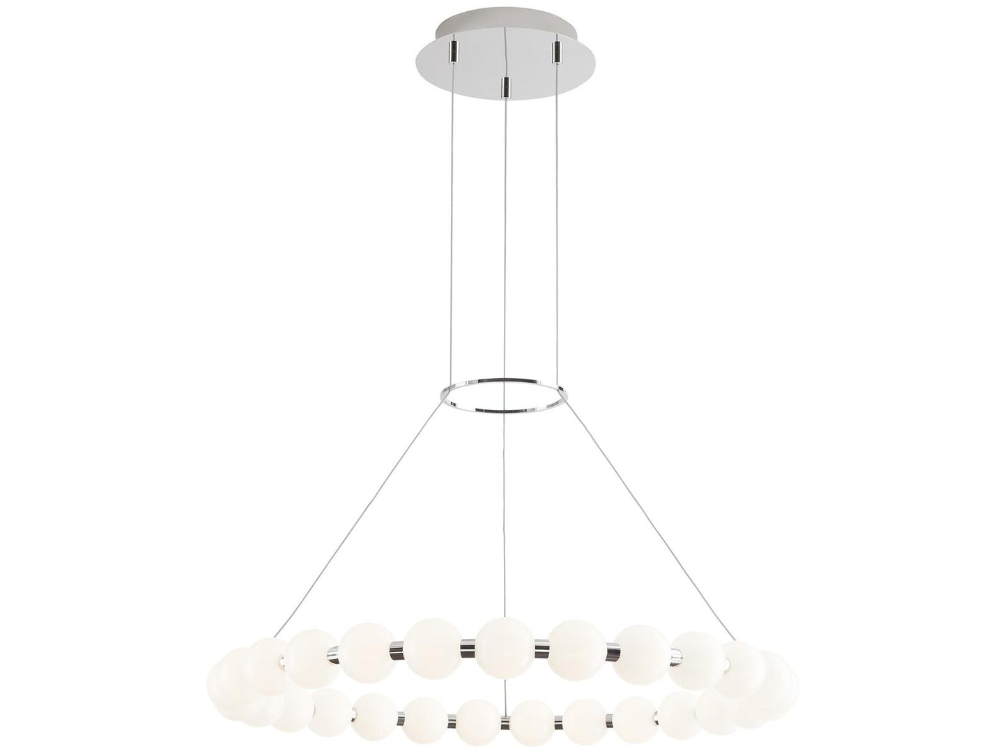 Visual Comfort Modern Orbet 30-Inch LED Chandelier in Polished Nickel with Milk Glass