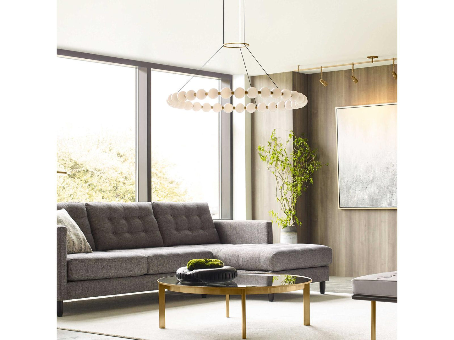 Visual Comfort Modern Orbet 36 Inch LED Chandelier in Natural Brass