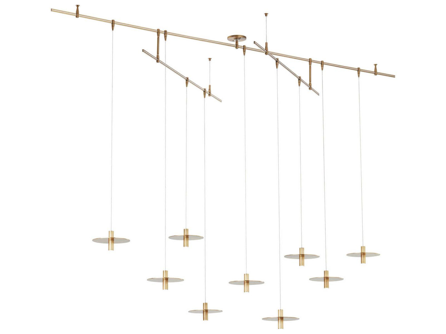 Visual Comfort Modern Mini Ponte 9-Light LED Chandelier in Natural Brass