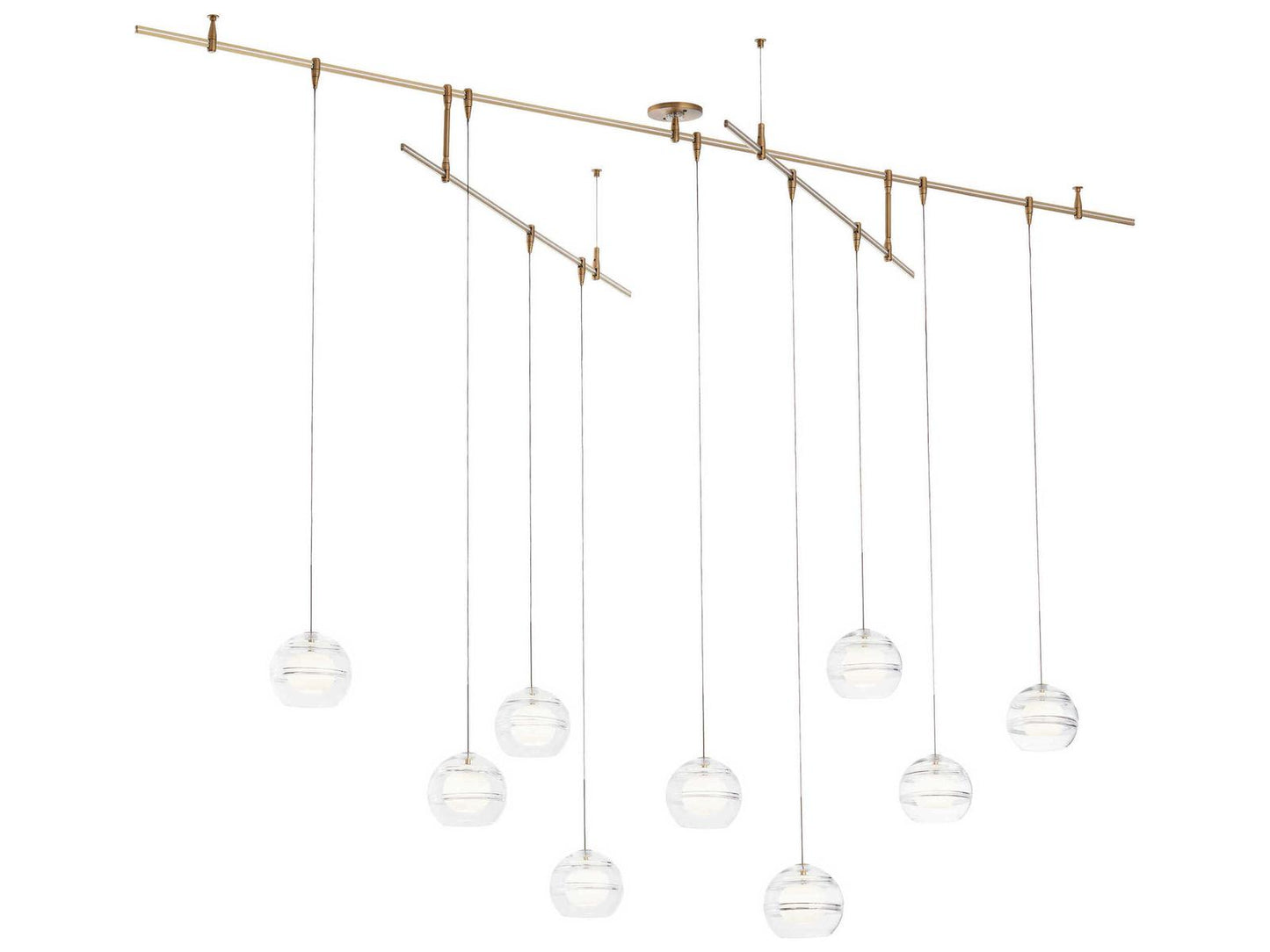 Visual Comfort Modern Sedona 9-Light LED Multi Pendant Chandelier Aged Brass