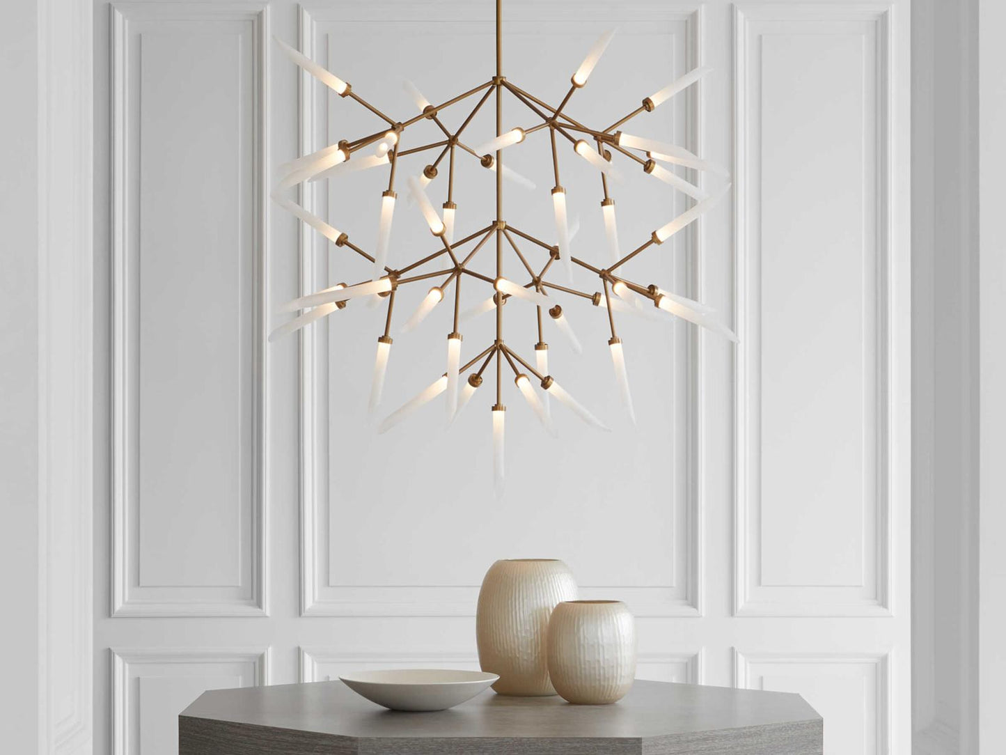 Visual Comfort Modern 45-Light Spur Grande LED Chandelier in Aged Brass