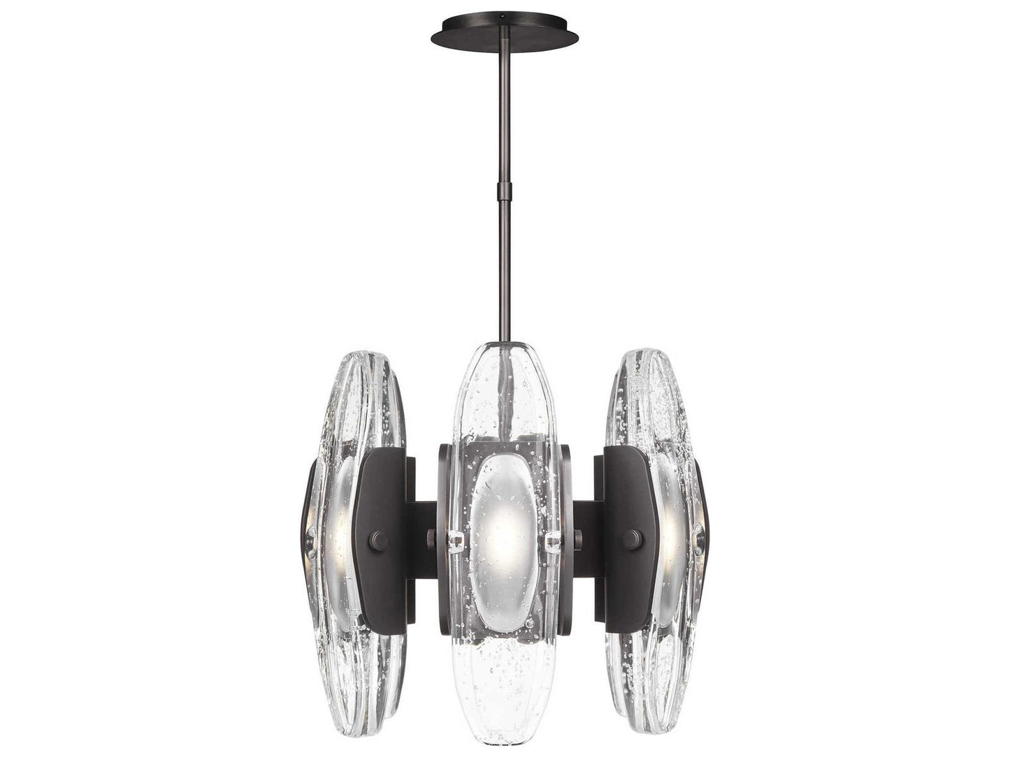 Visual Comfort Modern Wythe 6-Light LED Chandelier in Plated Dark Bronze with Cast Glass