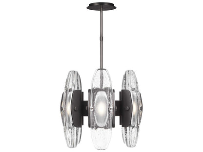 Visual Comfort Modern Wythe 6-Light LED Chandelier in Plated Dark Bronze with Cast Glass