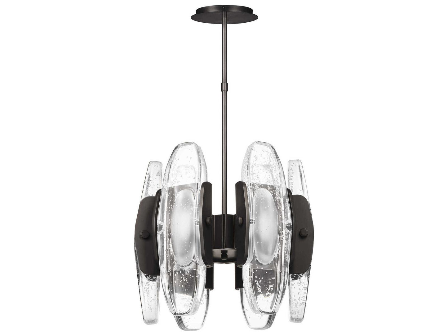 Visual Comfort Modern Wythe 6-Light LED Chandelier in Plated Dark Bronze with Cast Glass
