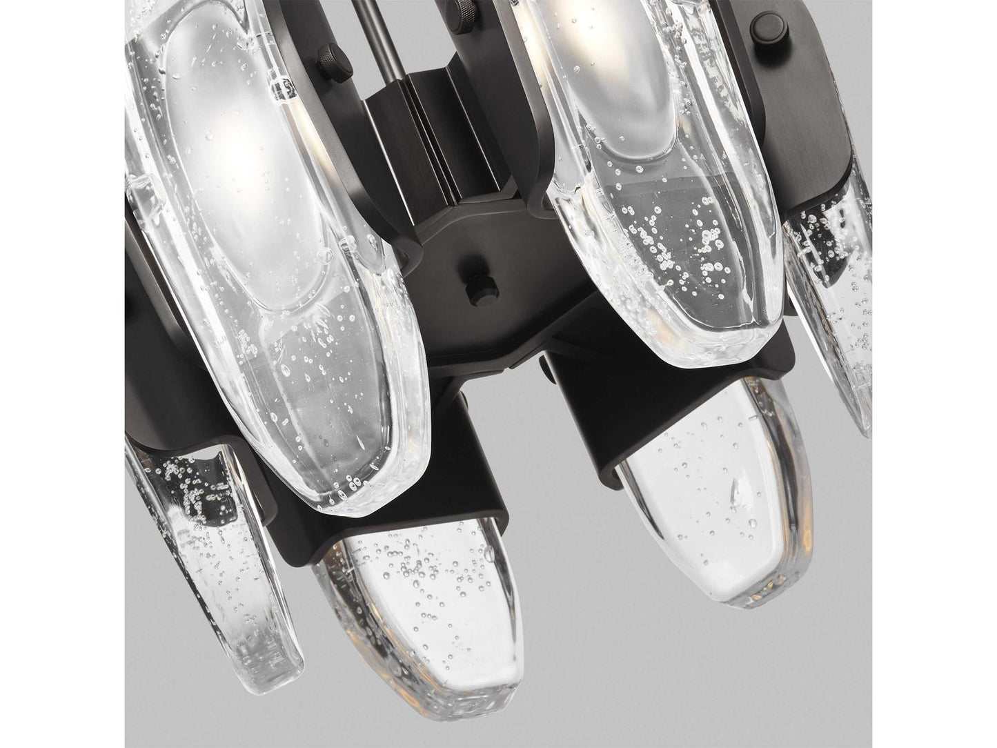 Visual Comfort Modern Wythe 6-Light LED Chandelier in Plated Dark Bronze with Cast Glass