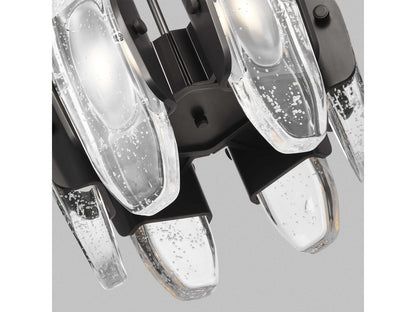 Visual Comfort Modern Wythe 6-Light LED Chandelier in Plated Dark Bronze with Cast Glass