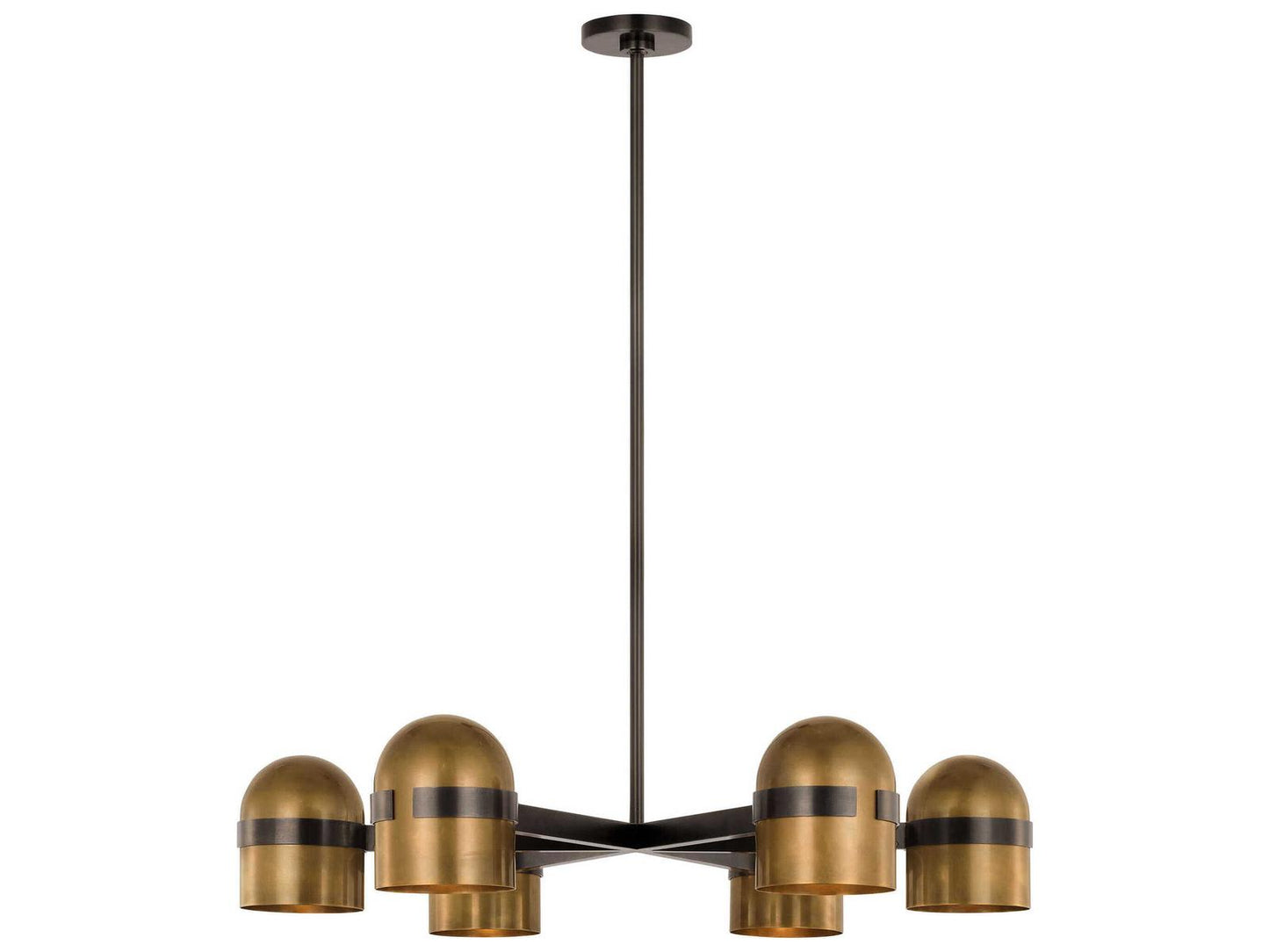 Visual Comfort Modern Octavia 6-Light LED Chandelier in Blackened Bronze and Bright Worn Brass