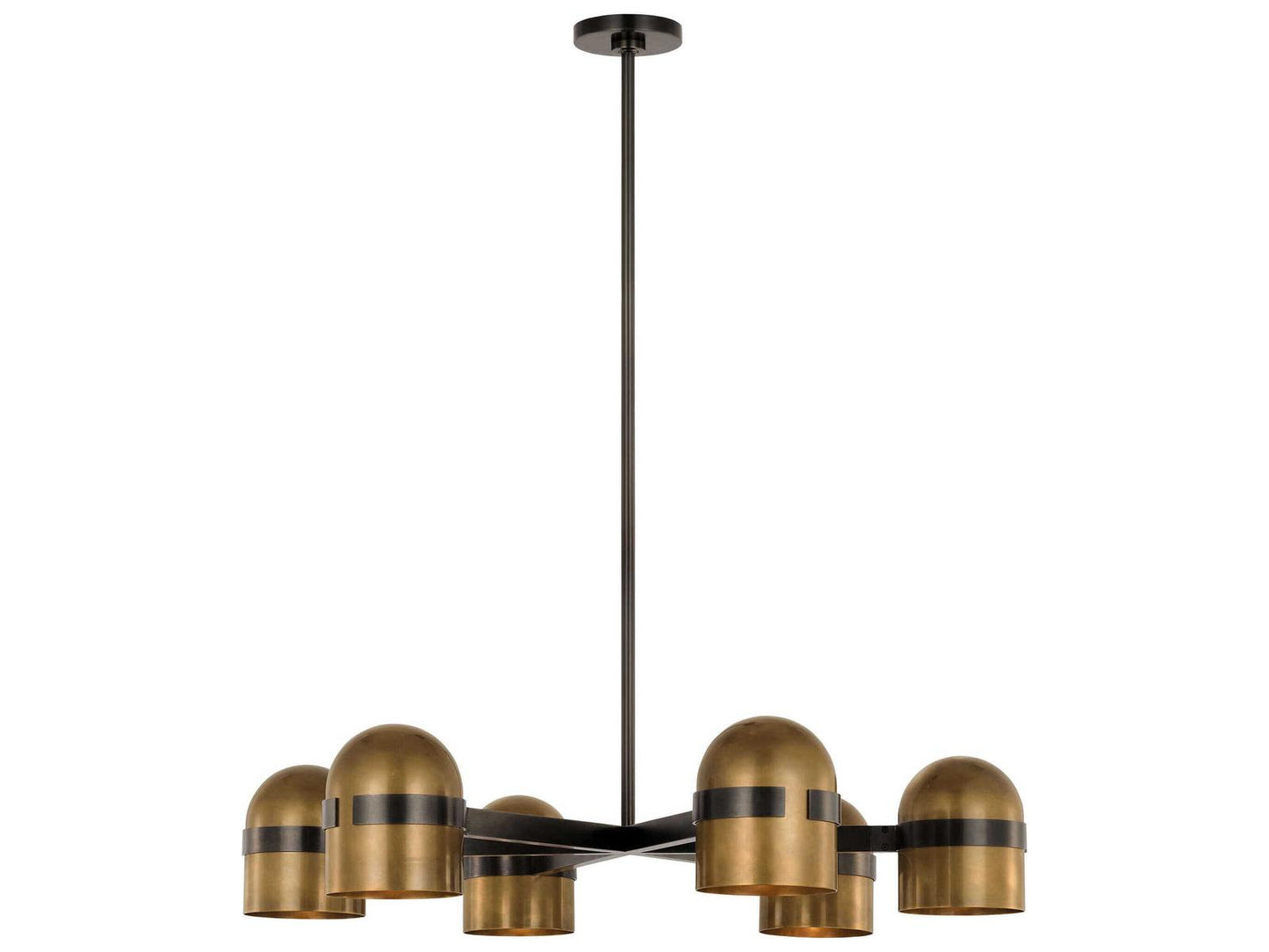 Visual Comfort Modern Octavia 6-Light LED Chandelier in Blackened Bronze and Bright Worn Brass