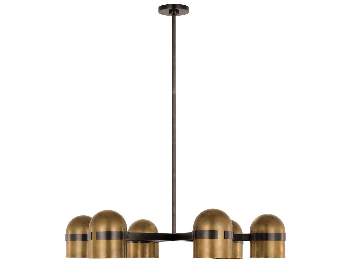 Visual Comfort Modern Octavia 6-Light LED Chandelier in Blackened Bronze and Bright Worn Brass
