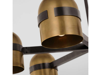 Visual Comfort Modern Octavia 6-Light LED Chandelier in Blackened Bronze and Bright Worn Brass