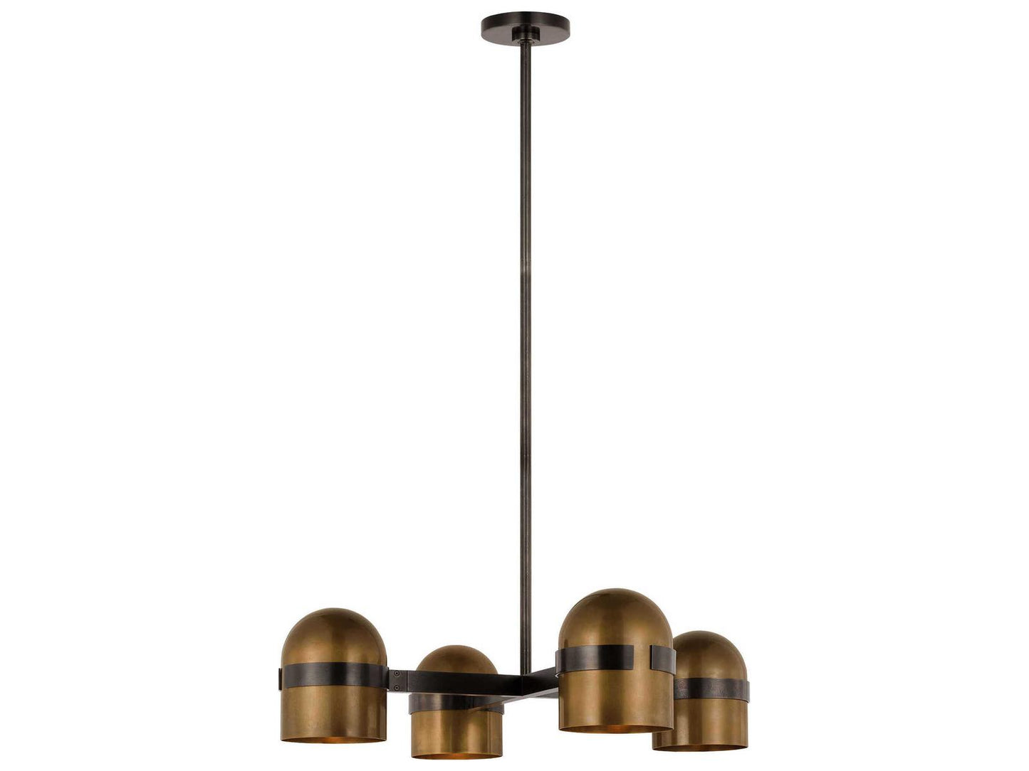 Visual Comfort Modern 4-Light Octavia Chandelier Blackened Bronze Bright Worn Brass Integrated LED