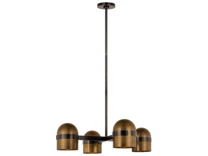 Visual Comfort Modern 4-Light Octavia Chandelier Blackened Bronze Bright Worn Brass Integrated LED