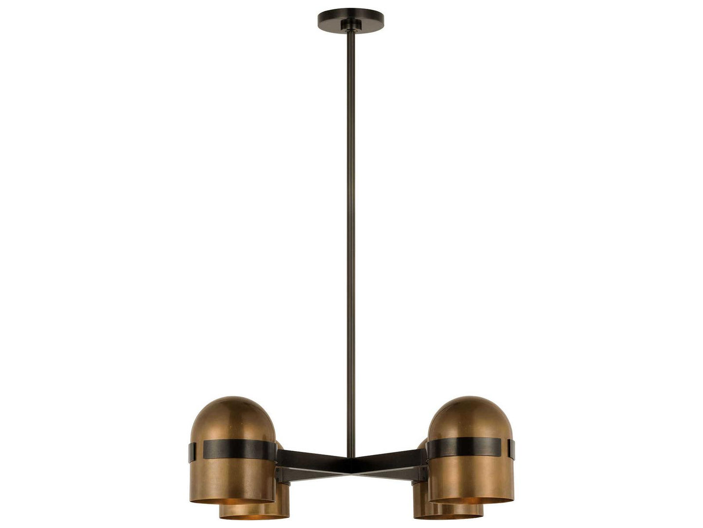 Visual Comfort Modern 4-Light Octavia Chandelier Blackened Bronze Bright Worn Brass Integrated LED