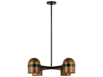Visual Comfort Modern 4-Light Octavia Chandelier Blackened Bronze Bright Worn Brass Integrated LED