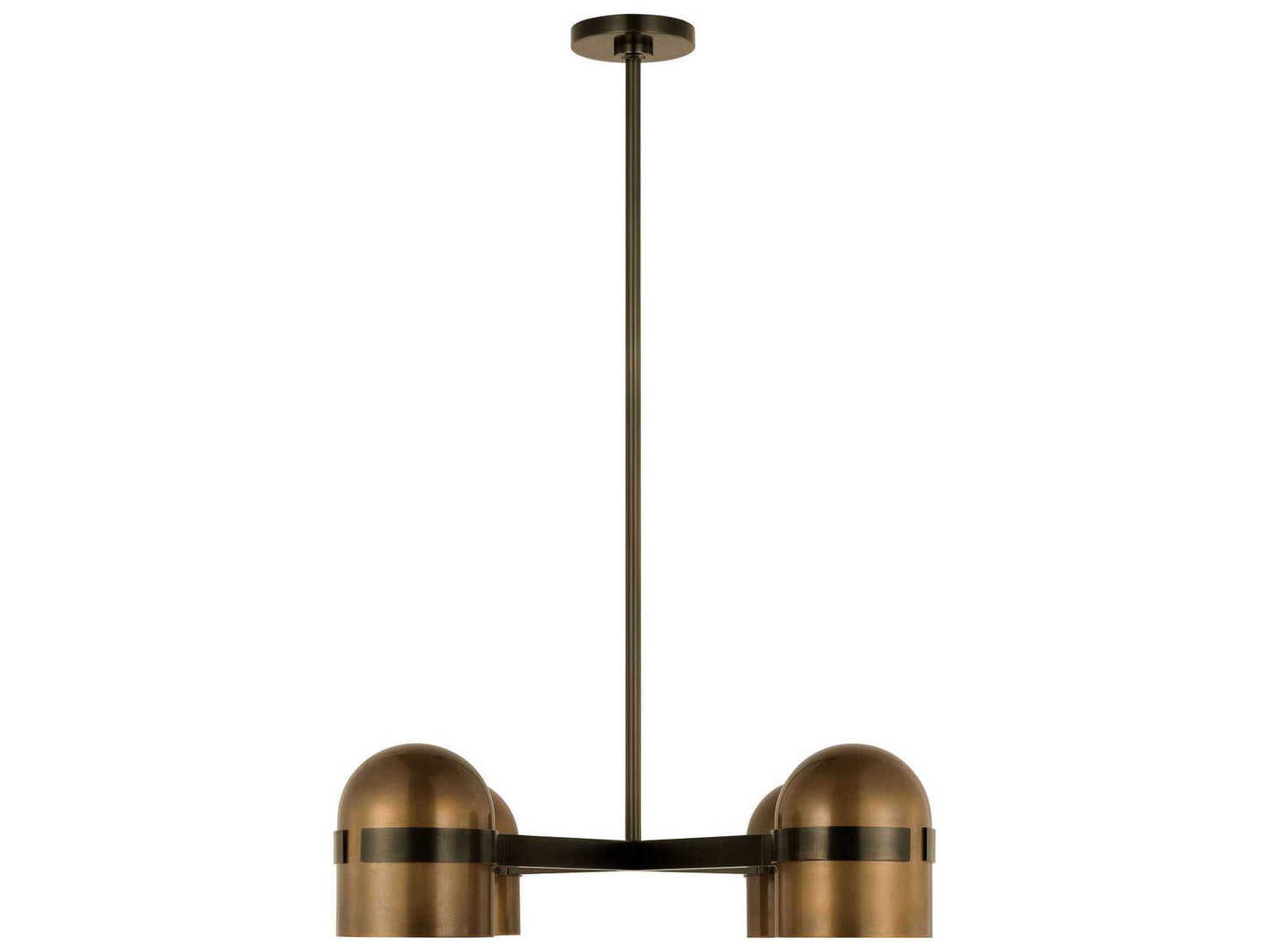 Visual Comfort Modern 4-Light Octavia Chandelier Blackened Bronze Bright Worn Brass Integrated LED