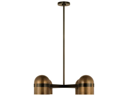 Visual Comfort Modern 4-Light Octavia Chandelier Blackened Bronze Bright Worn Brass Integrated LED