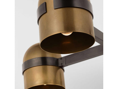 Visual Comfort Modern 4-Light Octavia Chandelier Blackened Bronze Bright Worn Brass Integrated LED