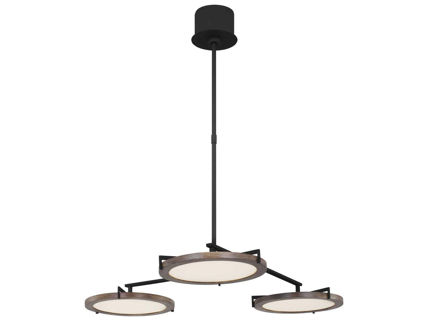 Visual Comfort Modern Shuffle Medium LED Chandelier in Nightshade Black with Weathered Oak