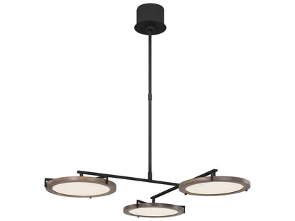 Visual Comfort Modern Shuffle Medium LED Chandelier in Nightshade Black with Weathered Oak