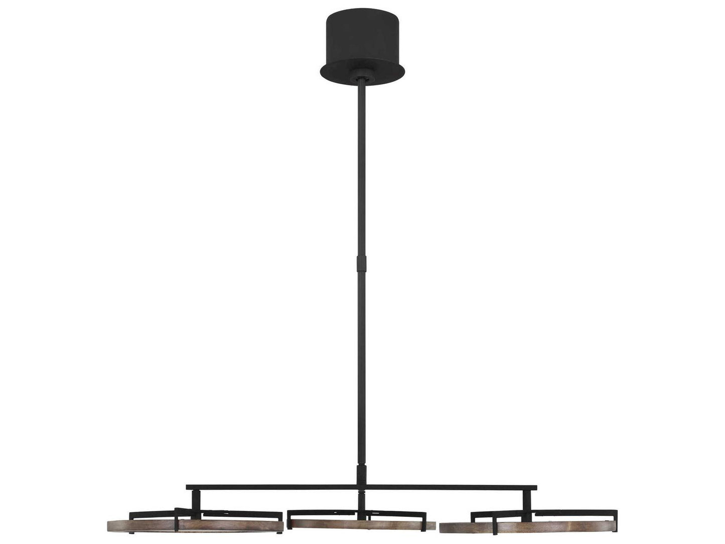 Visual Comfort Modern Shuffle Medium LED Chandelier in Nightshade Black with Weathered Oak