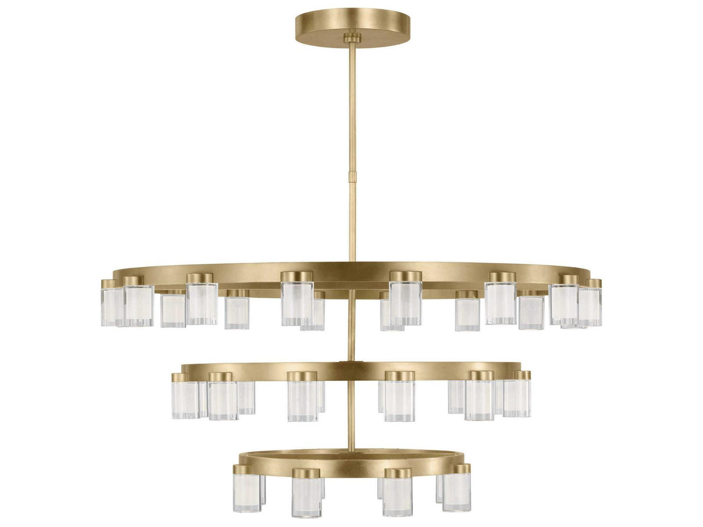 Visual Comfort Modern Esfera Three Tier Extra Large LED Chandelier in Natural Brass