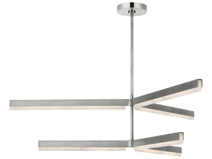Visual Comfort Modern Linea 6-Light Two-Tier LED Chandelier in Antique Nickel