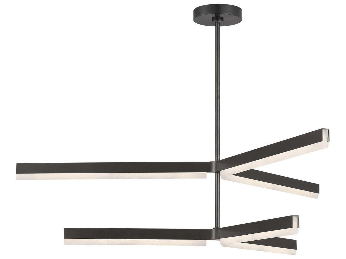 Visual Comfort Modern Linea 6-Light Chandelier in Bronze with Alabaster Shades