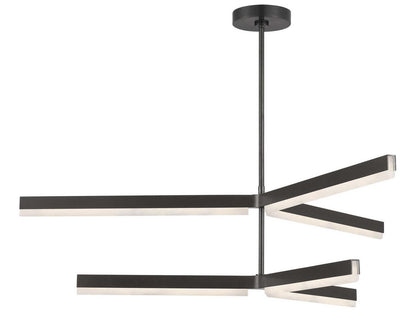 Visual Comfort Modern Linea 6-Light Chandelier in Bronze with Alabaster Shades