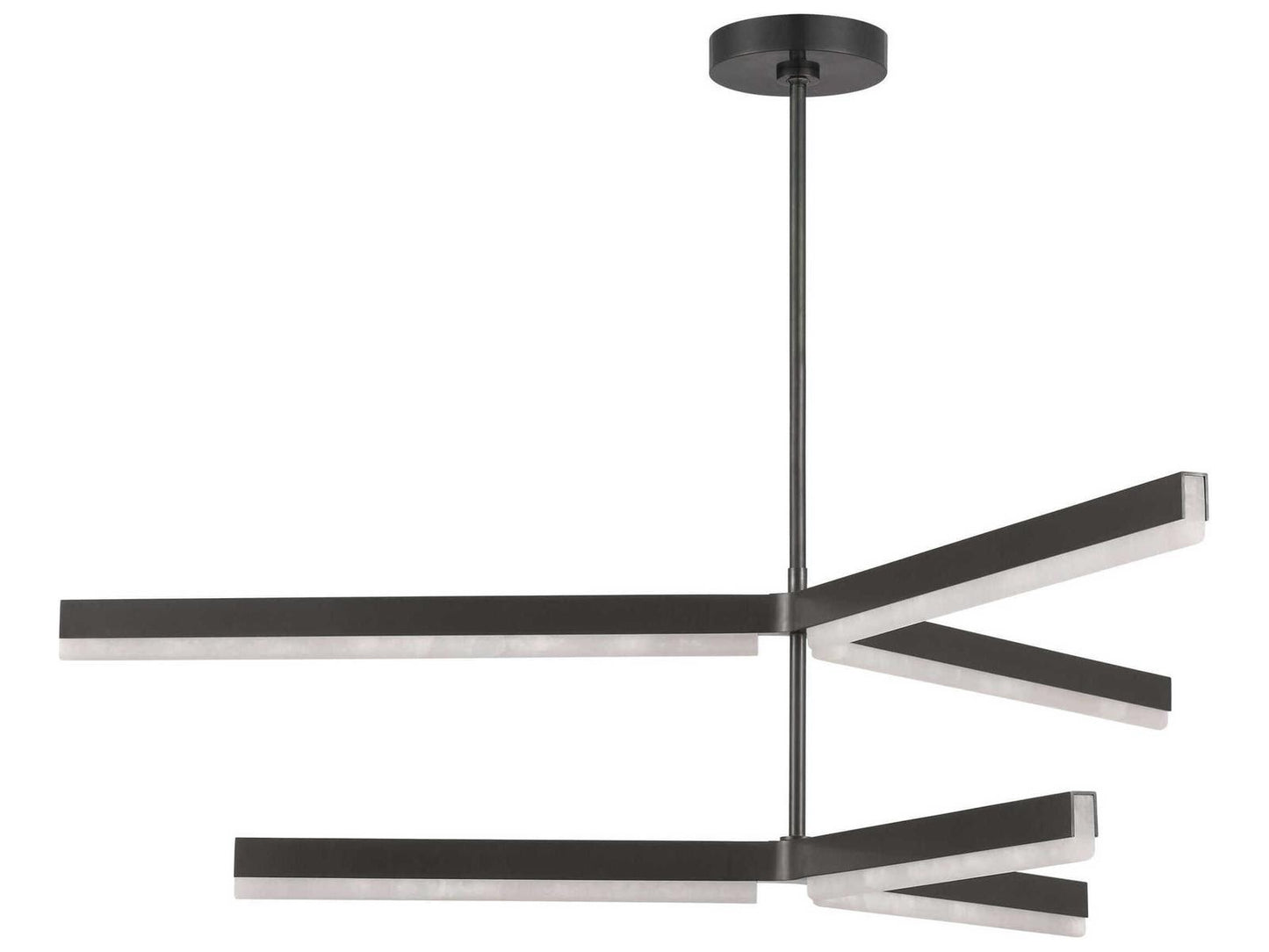 Visual Comfort Modern Linea 6-Light Chandelier in Bronze with Alabaster Shades