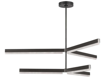 Visual Comfort Modern Linea 6-Light Chandelier in Bronze with Alabaster Shades
