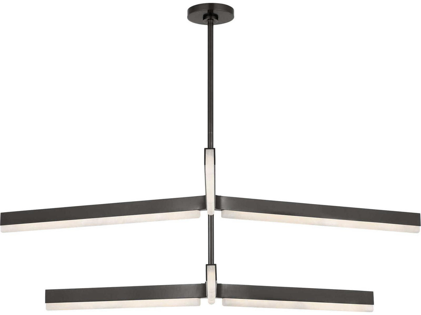Visual Comfort Modern Linea 6-Light Chandelier in Bronze with Alabaster Shades
