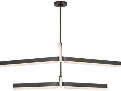 Visual Comfort Modern Linea 6-Light Chandelier in Bronze with Alabaster Shades