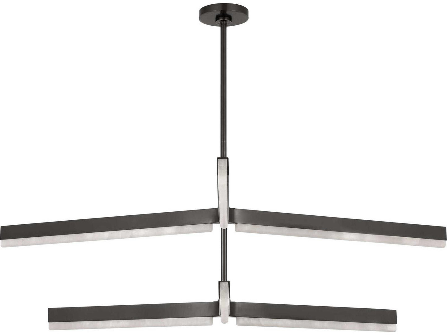 Visual Comfort Modern Linea 6-Light Chandelier in Bronze with Alabaster Shades