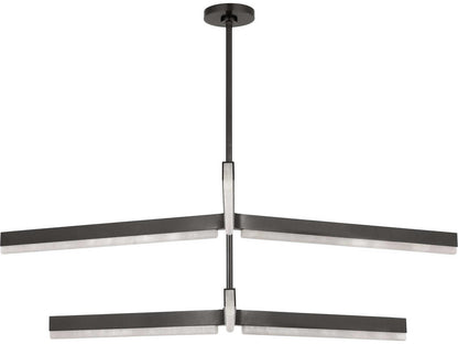 Visual Comfort Modern Linea 6-Light Chandelier in Bronze with Alabaster Shades