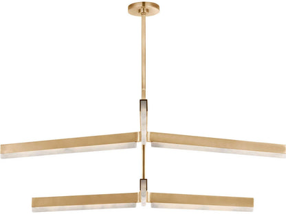Visual Comfort Modern Kelly by Kelly Wearstler Linea 6-Light Two-Tier Chandelier in Hand Rubbed Antique Brass