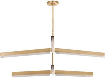 Visual Comfort Modern Kelly by Kelly Wearstler Linea 6-Light Two-Tier Chandelier in Hand Rubbed Antique Brass