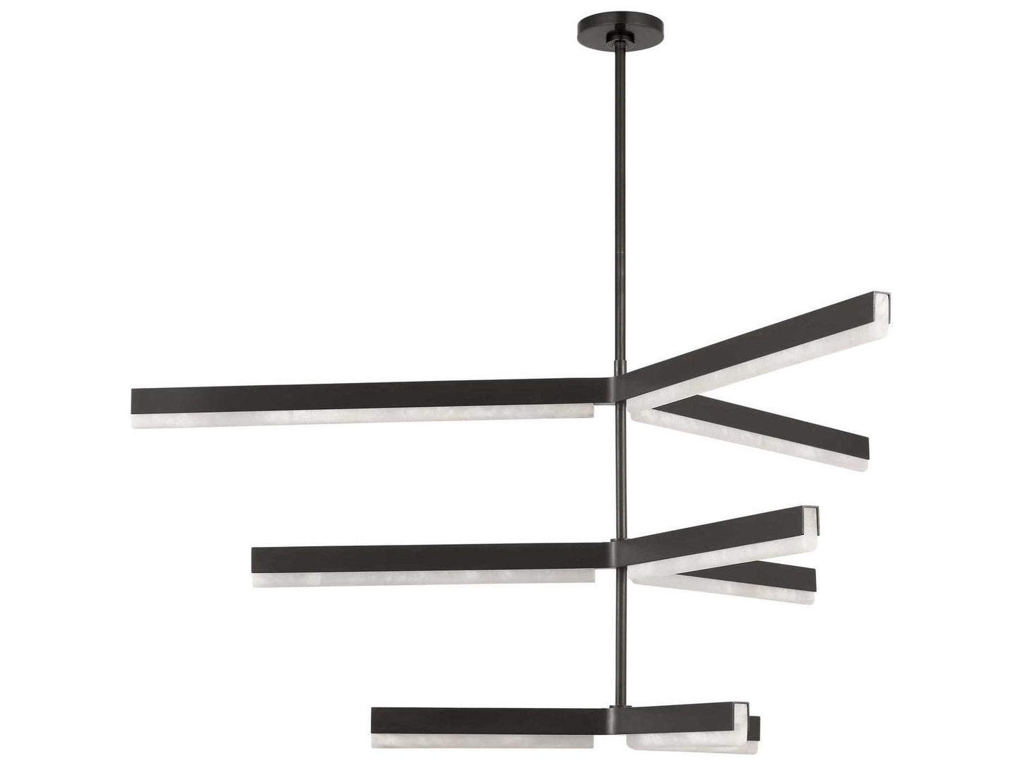 Visual Comfort Modern Kelly Wearstler Linea 9-Light LED Chandelier in Bronze with Alabaster