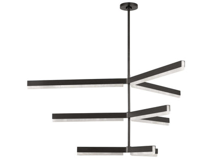 Visual Comfort Modern Kelly Wearstler Linea 9-Light LED Chandelier in Bronze with Alabaster