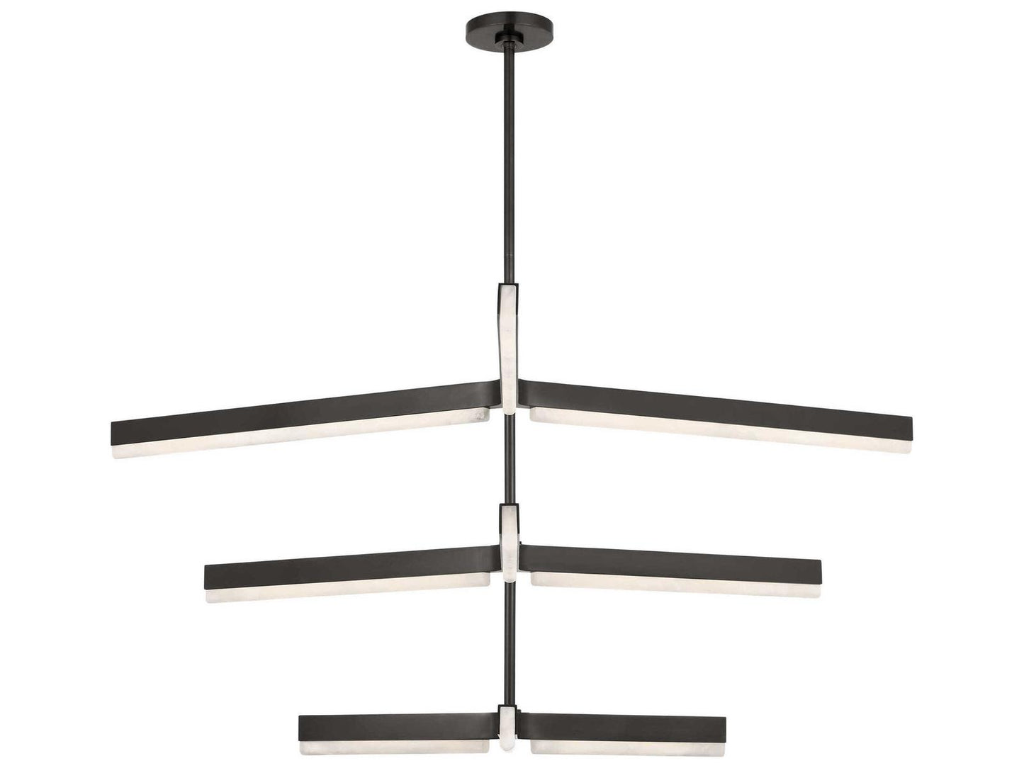 Visual Comfort Modern Kelly Wearstler Linea 9-Light LED Chandelier in Bronze with Alabaster