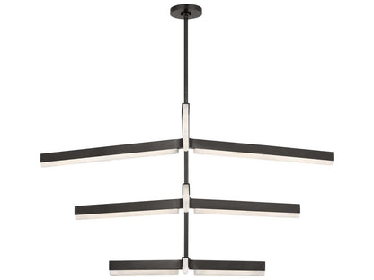 Visual Comfort Modern Kelly Wearstler Linea 9-Light LED Chandelier in Bronze with Alabaster