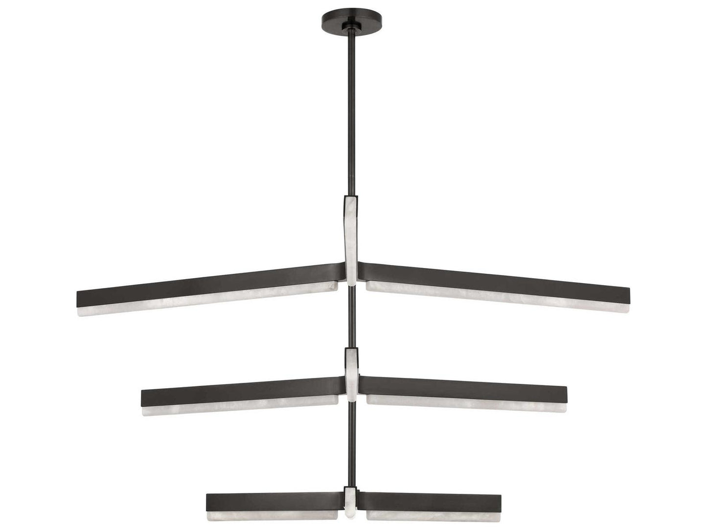 Visual Comfort Modern Kelly Wearstler Linea 9-Light LED Chandelier in Bronze with Alabaster