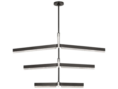 Visual Comfort Modern Kelly Wearstler Linea 9-Light LED Chandelier in Bronze with Alabaster