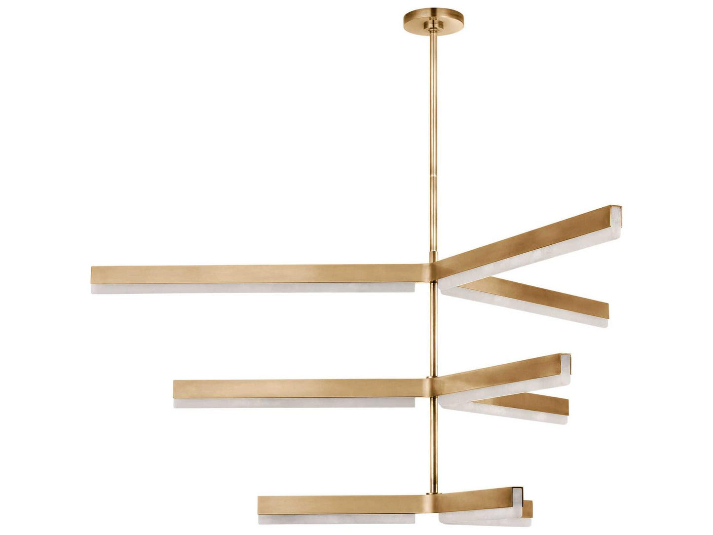 Visual Comfort Modern Linea 9-Light Three Tier Chandelier in Hand Rubbed Antique Brass