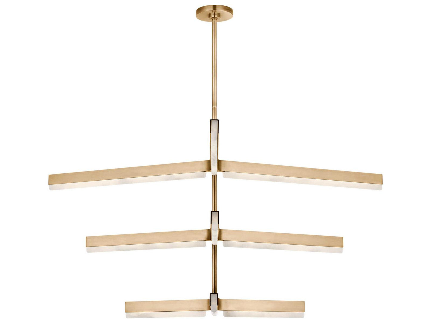 Visual Comfort Modern Linea 9-Light Three Tier Chandelier in Hand Rubbed Antique Brass