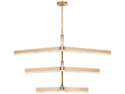 Visual Comfort Modern Linea 9-Light Three Tier Chandelier in Hand Rubbed Antique Brass